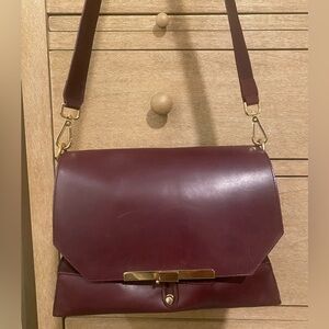Burgundy Zara Leather Shoulder Bag